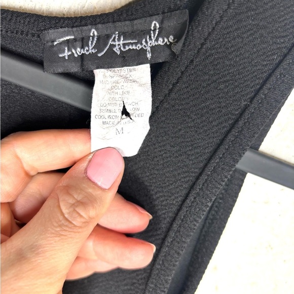 Black Sleeveless Dress With Silver Striped Skirt French Atmosphere Size Medium - Picture 6 of 10